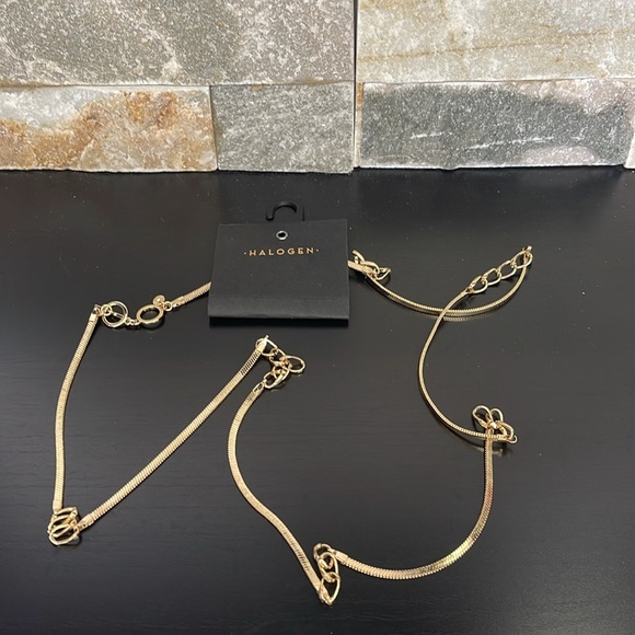 HALOGEN Inset Curb Chain Long Necklace - Picture 8 of 8